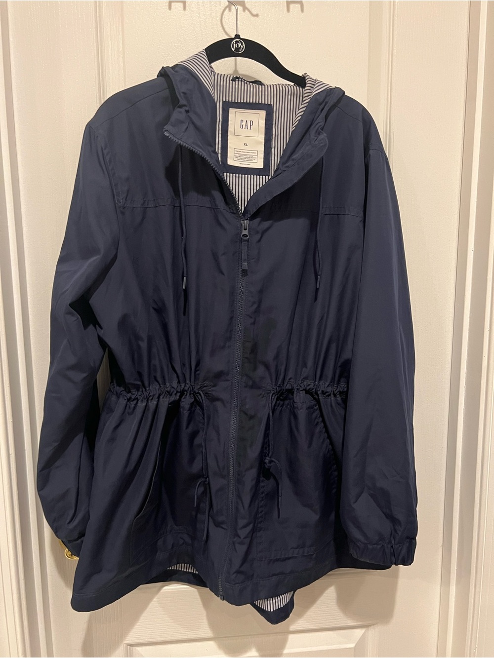 GAP Navy Hooded Drawstring Rain Jacket